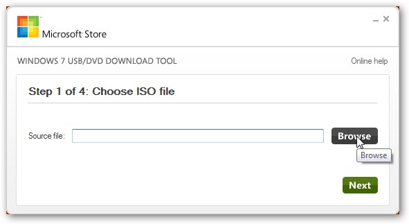 Windows 7 USB/DVD Download Tool - выбор образа